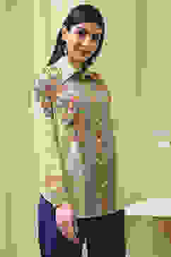 Beige Cotton Floral Printed Shirt image number 2