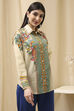 Beige Cotton Floral Printed Shirt image number 2