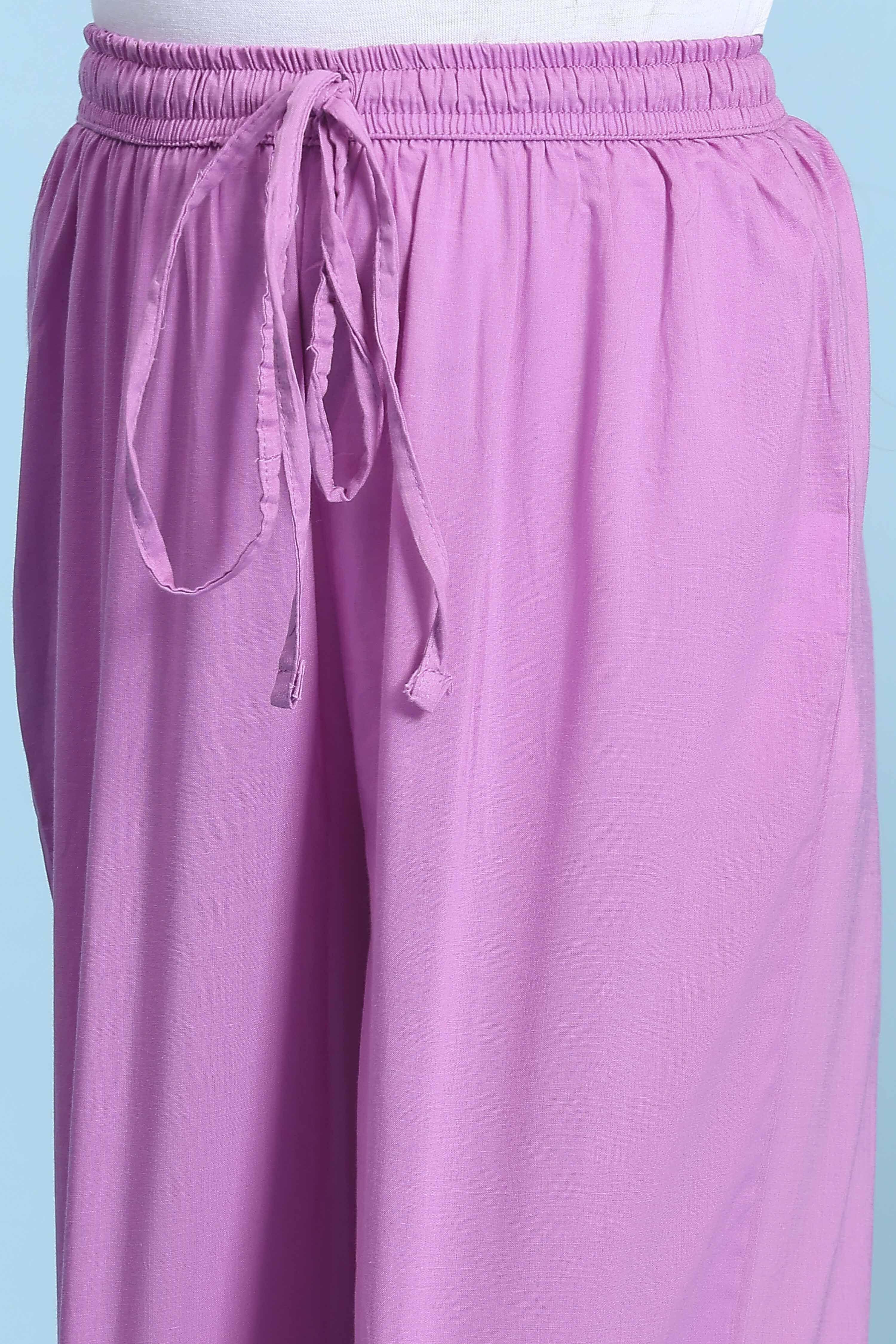 Purple Cotton Printed Kalidar Suit Set image number 2