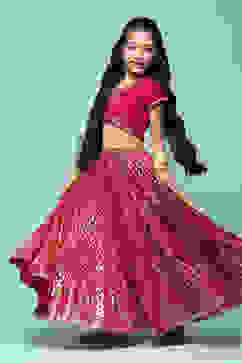 Fuchsia Polyester Short Kurta Printed Suit Set image number 0