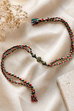 Multlicolor Antique Gold Rakhi With Green Beads image number 1