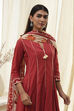 Rust Cotton Yarn-Dyed Kalidar Suit Set image number 1