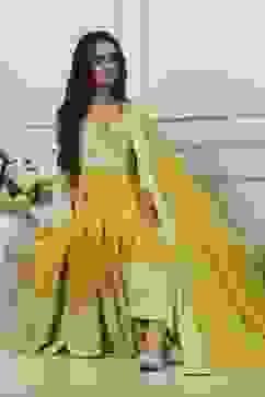 Green Cotton Kalidar Suit Set image number 0