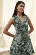 Green Cotton Floral Peplum Suit Set image number 1