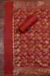 Pink Cotton Printed Embroidered Unstitched Suit Set image number 3