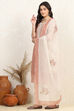 Peach Cotton Unstitched Suit Set image number 4