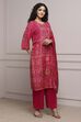 Pink Viscose Rayon Straight Printed Suit Set image number 5
