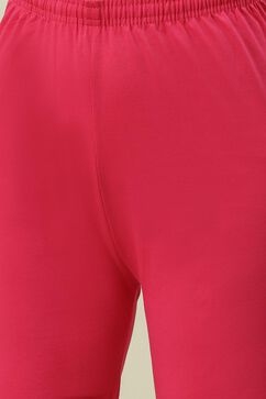 Fuschia Cotton Blend Solid Churidar image number 1