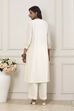 Off-White Cotton Solid A-Line Kurta image number 3