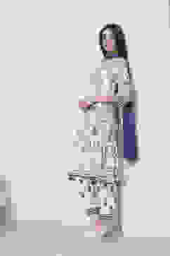 Blue Viscose Rayon Straight Suit Set image number 8