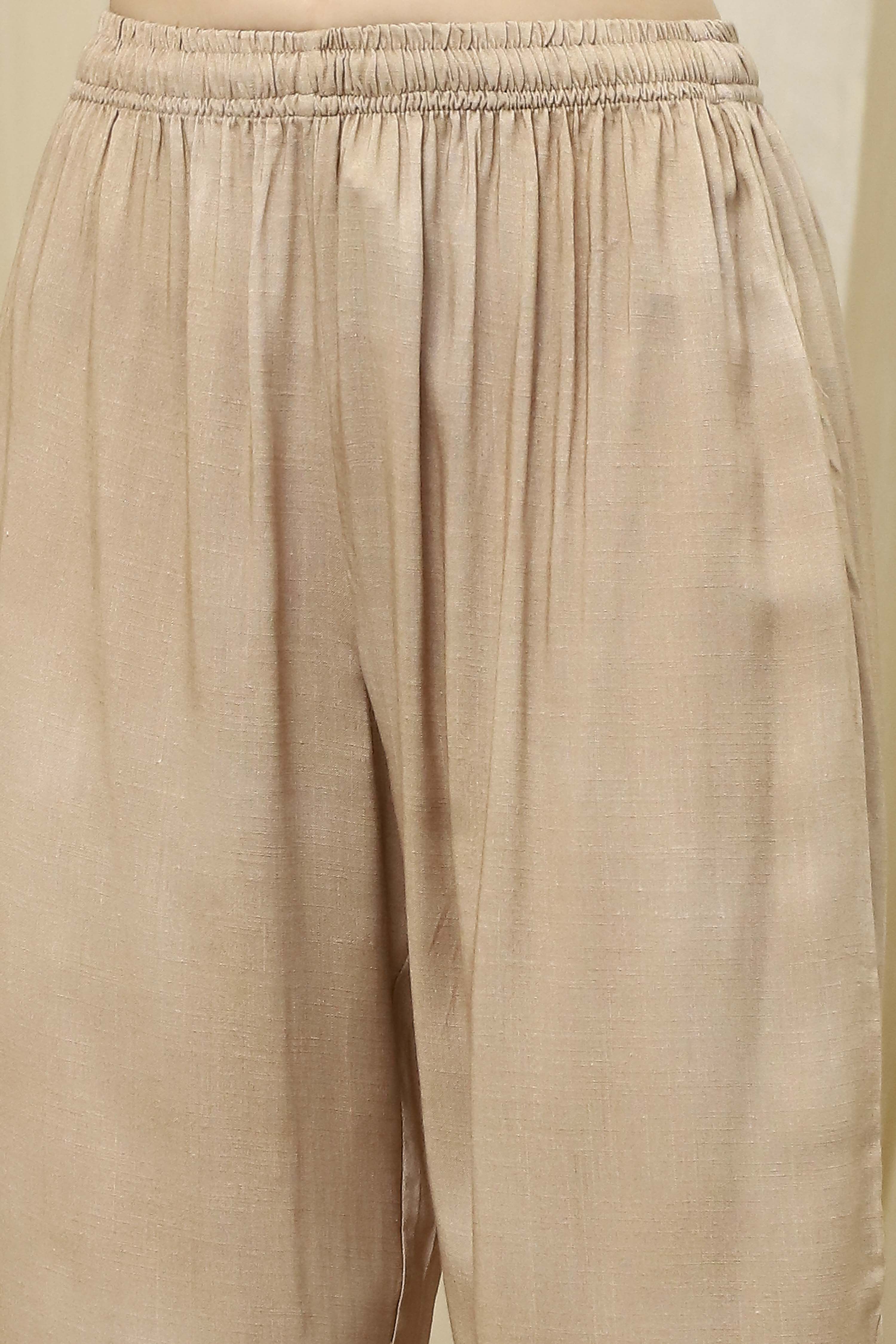 Grey and Beige Printed Straight Co-ord Set image number 2