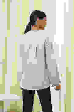 Beige Striped Straight Top image number 3