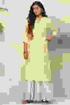 Yellow Straight Kurta image number 2