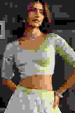 Mint Green Zari Embroidered Lehenga Set image number 1