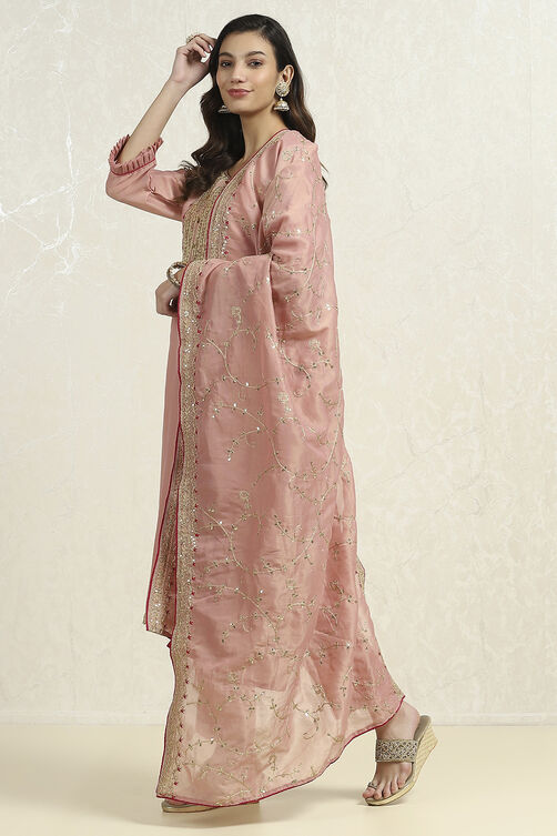 Green Tissue Machine Embroidered Unstitched Suit Set image number 4