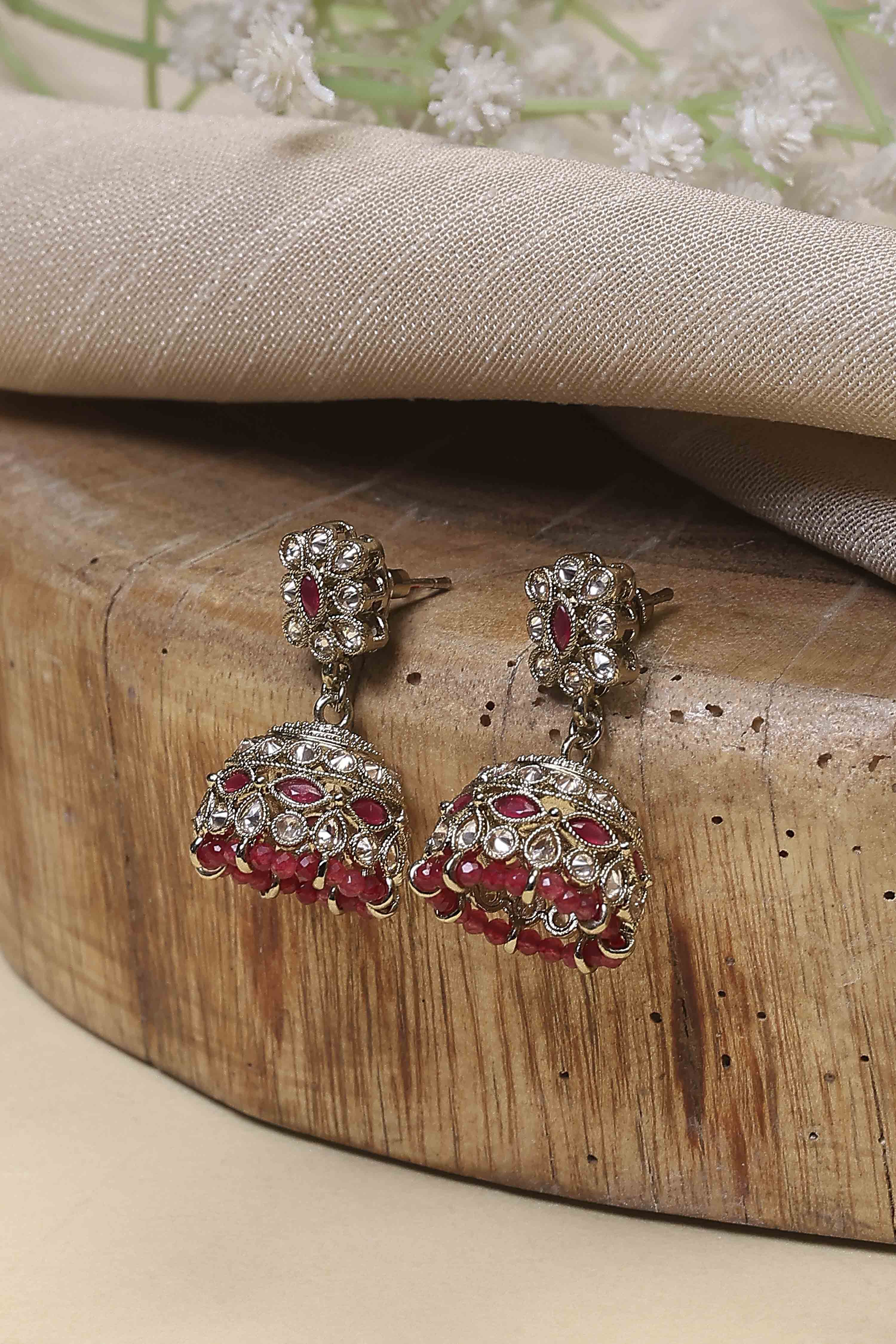 biba Dark Pink Brass JhumkaDark Pink Brass Jhumka-picture-549