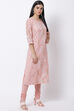Peach Cotton Organza Straight Kurta Churidar Suit Set image number 3