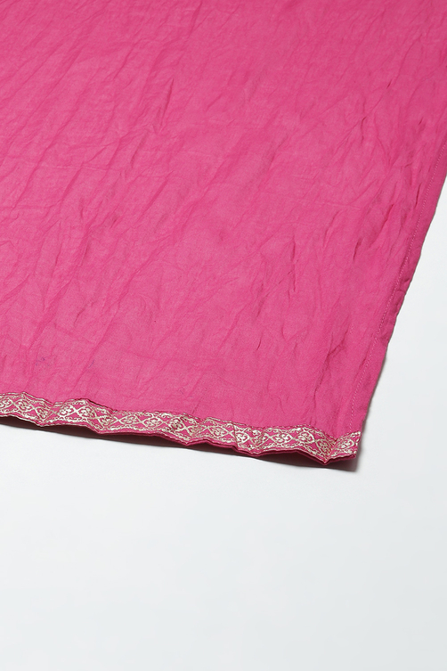 Magenta Floral Foil Printed Straight Suit Set image number 3