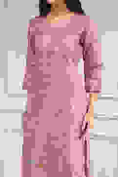 Pink Cotton Printed Unstitched Suit Set image number 2