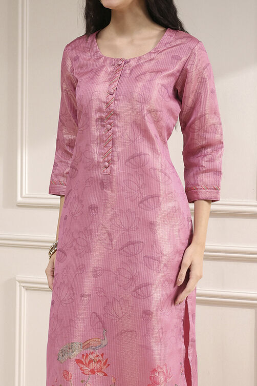 Pink Cotton Printed Unstitched Suit Set image number 2