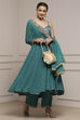 Emarlend Green Polyester Kalidar Printed Suit Set image number 0
