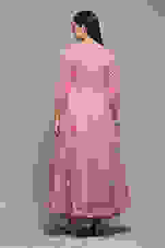 Pink Cotton Blend Anarkali Embroidered Kurta Suit Set image number 5