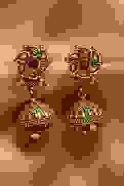 Red Alloy Temple Jhumka image number 0