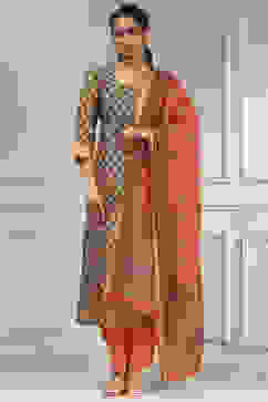 Black Viscose Rayon Digital Print Unstitched Suit Set image number 1