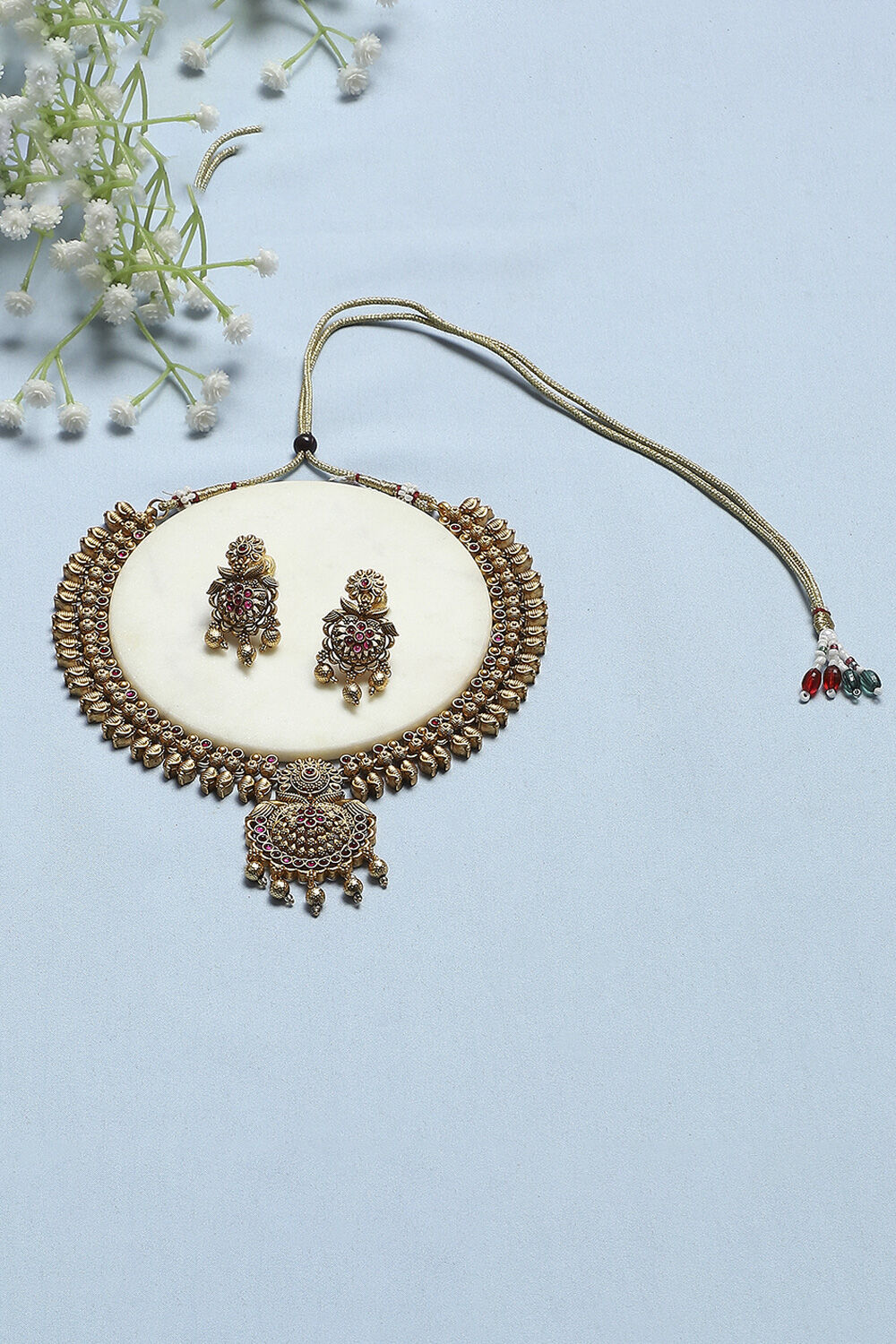 Red Alloy Necklace Set image number 0