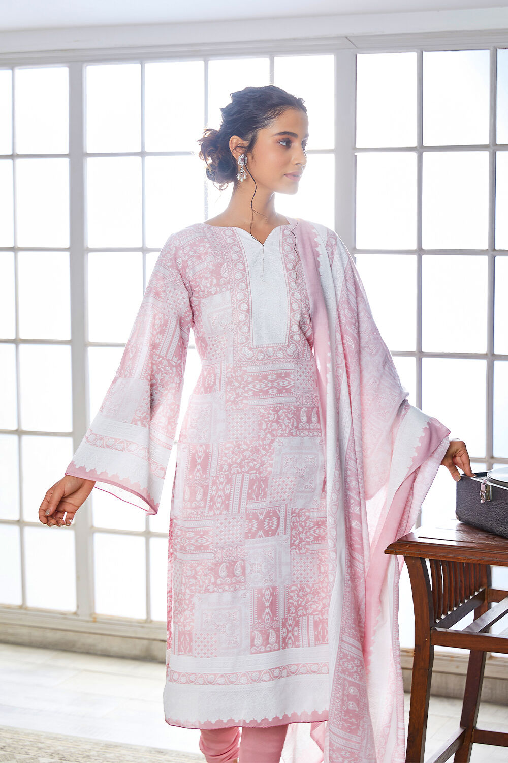 Blue Cotton Blend Digital Print Unstitched Suit Set  image number 5