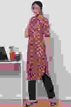 Terracotta Cotton Straight Kurta image number 2
