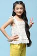 White Schiffli Sleeveless Cotton Embroidered Top  image number 4