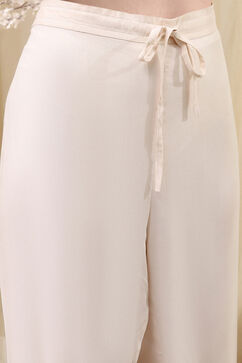 White Rayon Gathered Kurta Palazzo Suit Set image number 2