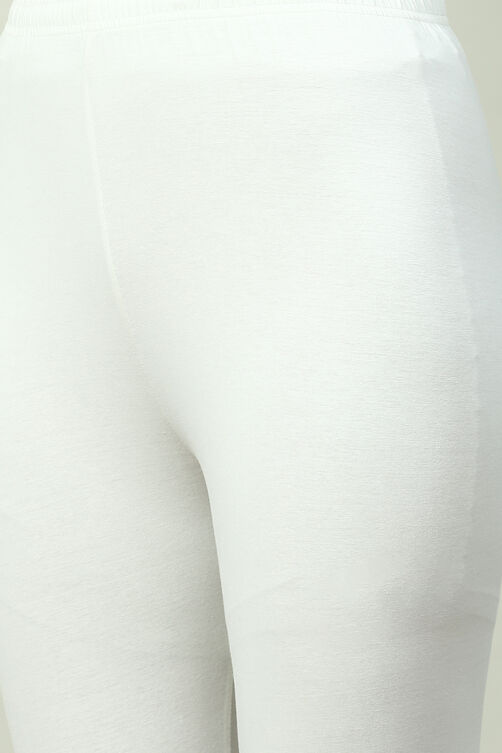 White Cotton Blend Solid Churidar image number 1