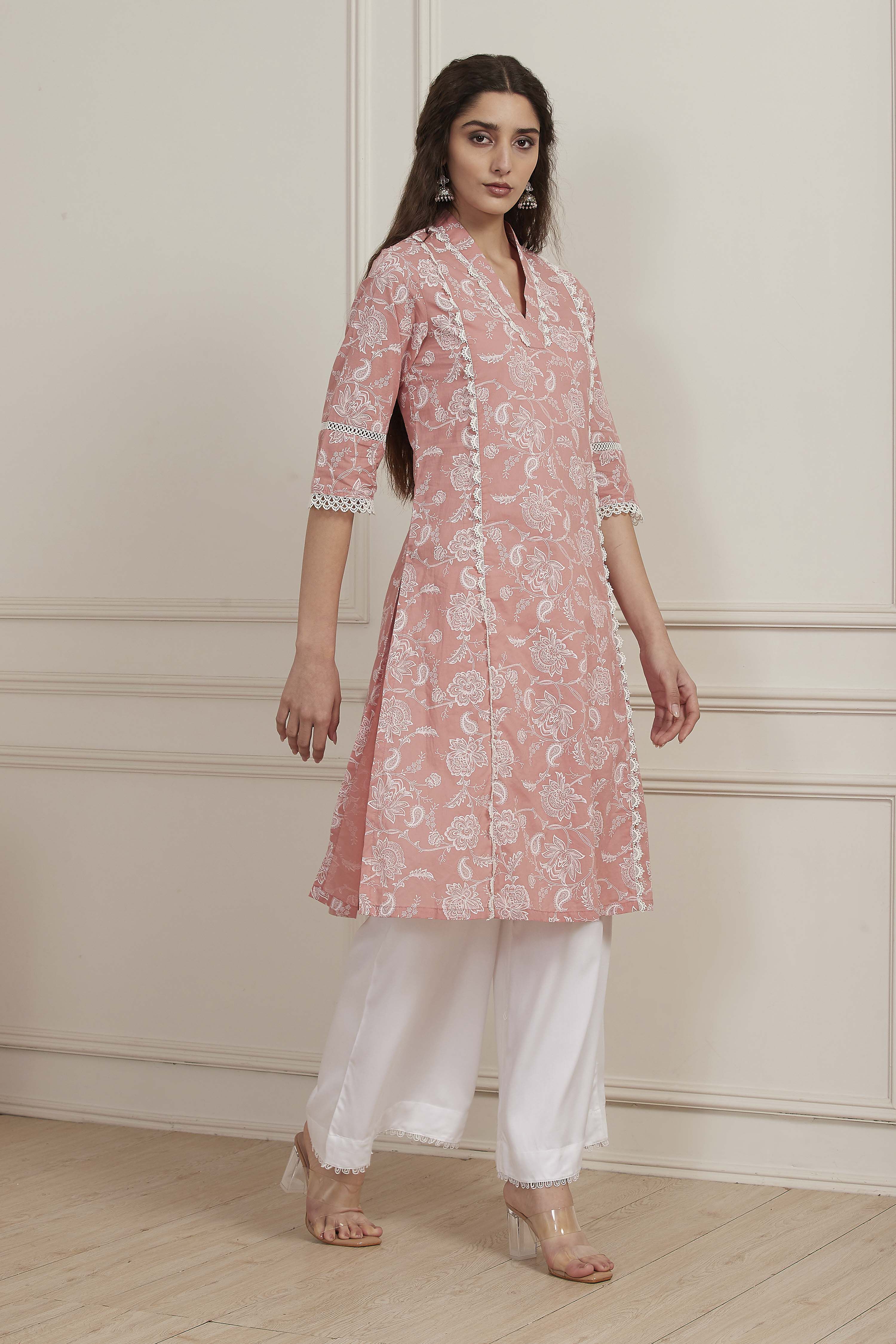 Blue Cotton Straight Kurta image number 4