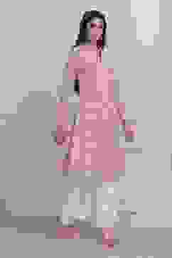 Pink Cotton Straight Kurta image number 4