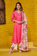 Fuschia Rayon Straight Suit Set