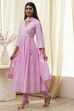 Pink Cotton Anarkali Suit Set image number 3