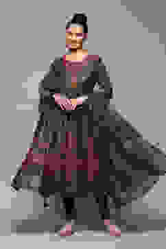 Green Cotton Anarkali Kurta Churidar Suit Set image number 0