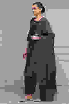 Lavender Chanderi Relaxed Dyed Kurta Pants Set image number 3