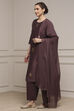 Lavender Chanderi Relaxed Dyed Kurta Pants Set image number 3