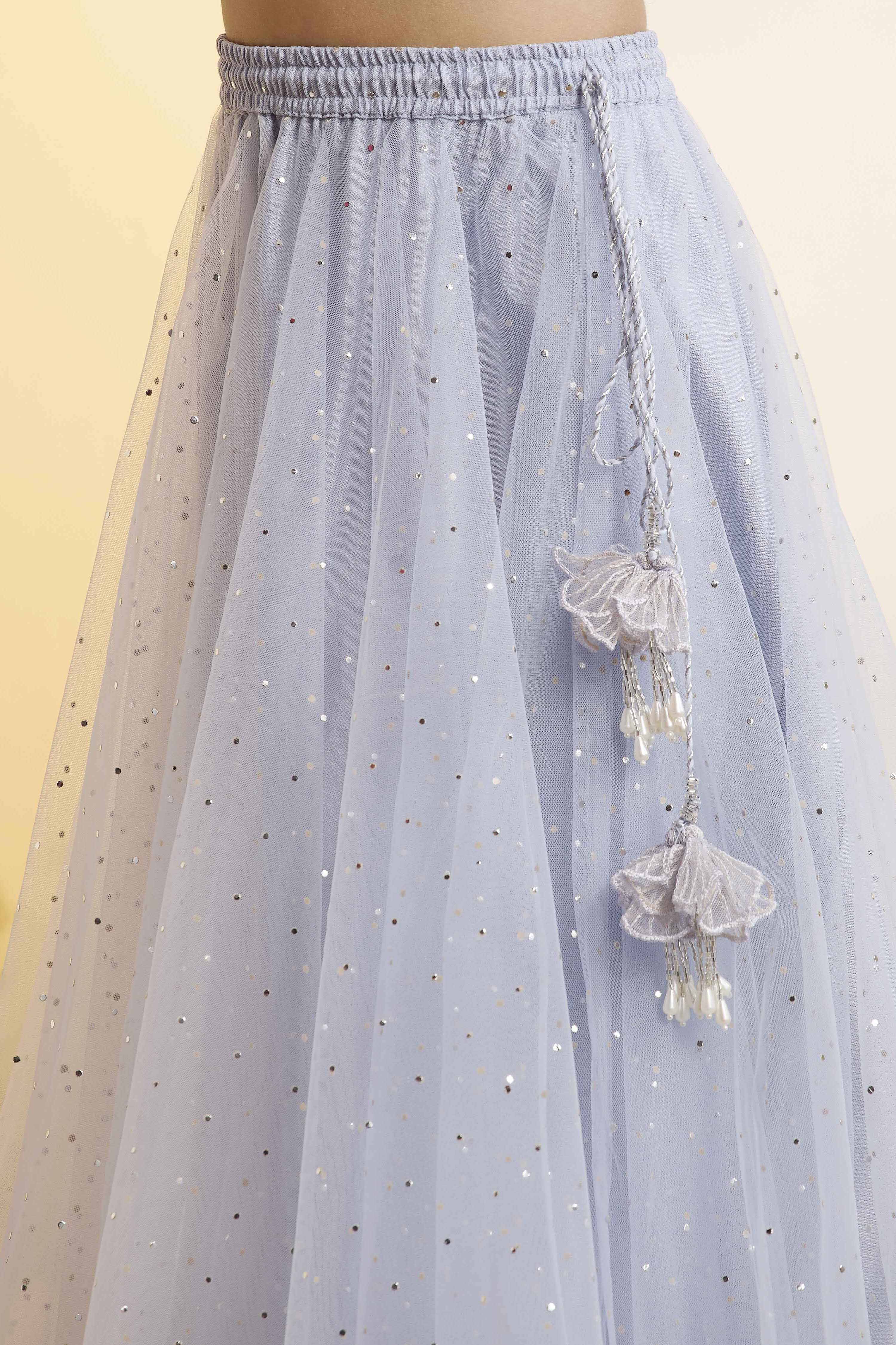 Lavender Nylon Flared Lehenga Set image number 2