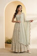 Turquoise Polyester Straight Lehenga Set image number 0