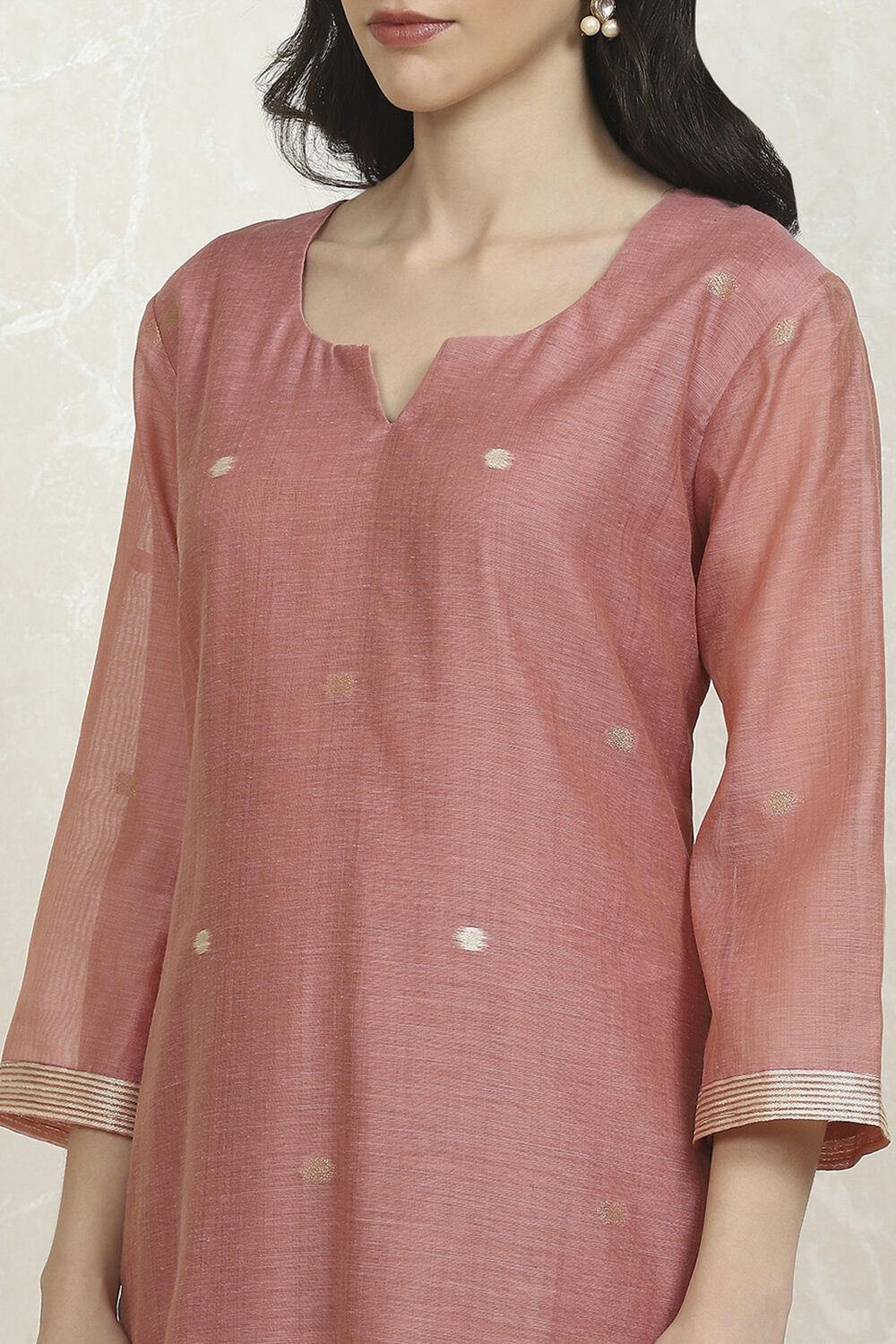 Mauve Chanderi  Unstitched Suit Set image number 2
