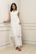 White Cotton Schiffli Embroidered Straight Suit Set