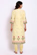 Pale Yellow Poly Metallic Cotton Straight Kurta Churidar Suit Set image number 5
