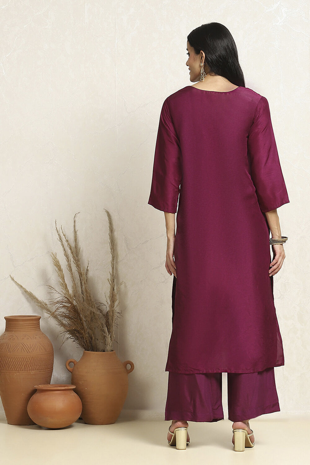 Red Viscose Silk Floral Woven Unstitched Suit Set image number 5