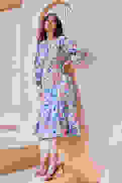 Powder Blue Cotton Tiered Dress image number 5