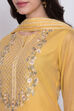 Yellow Poly Cotton Straight Kurta Palazzo Suit Set image number 1