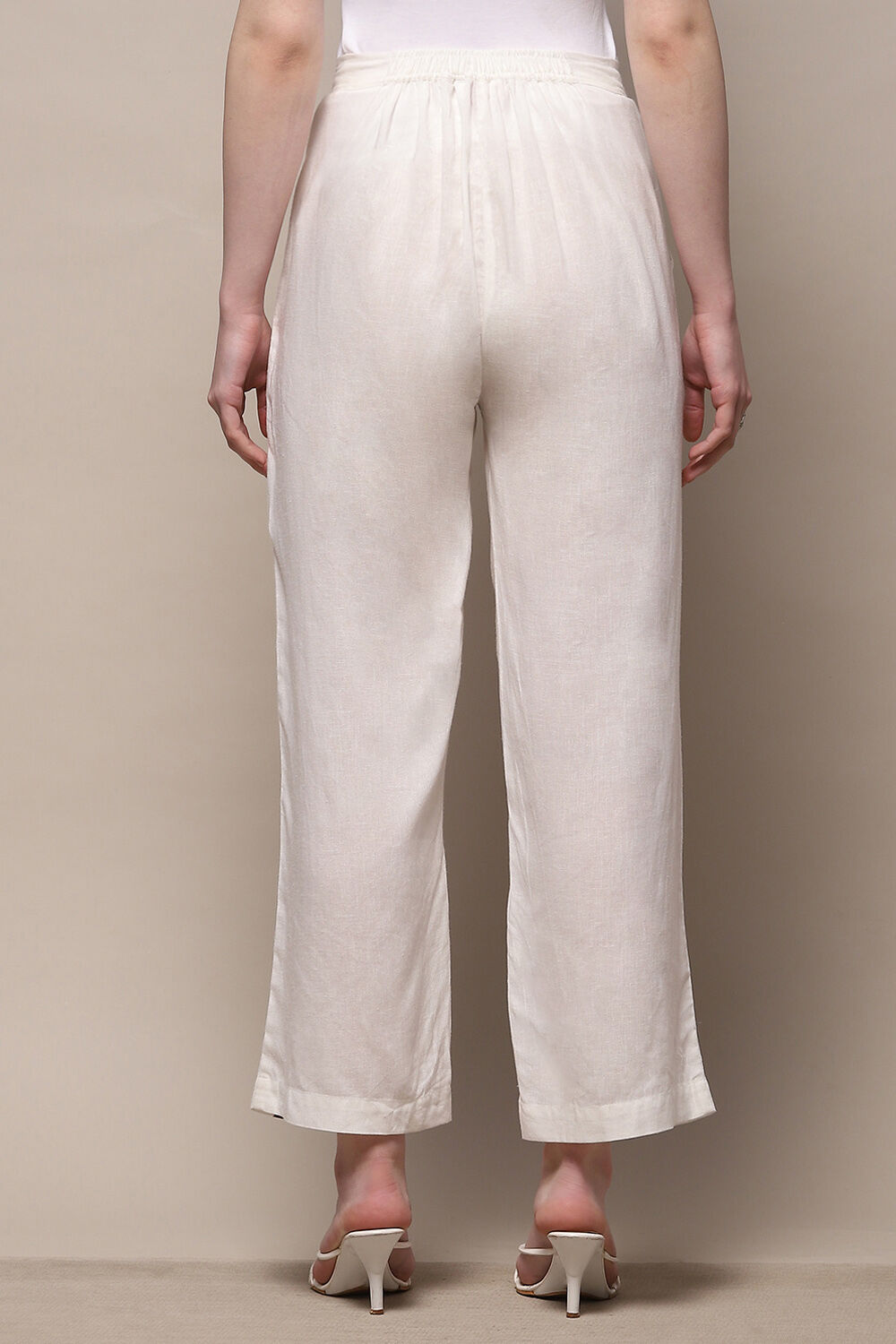 Off White Cotton Regular Pant image number 4